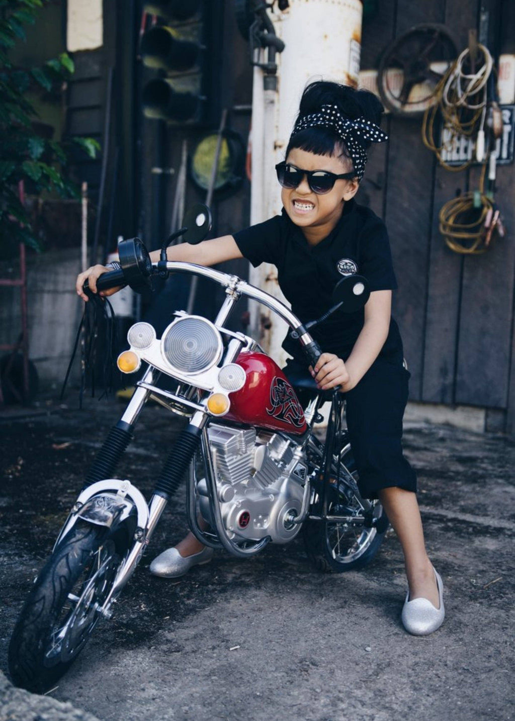 Knuckleheads Girls Black Grease Monkey Overall