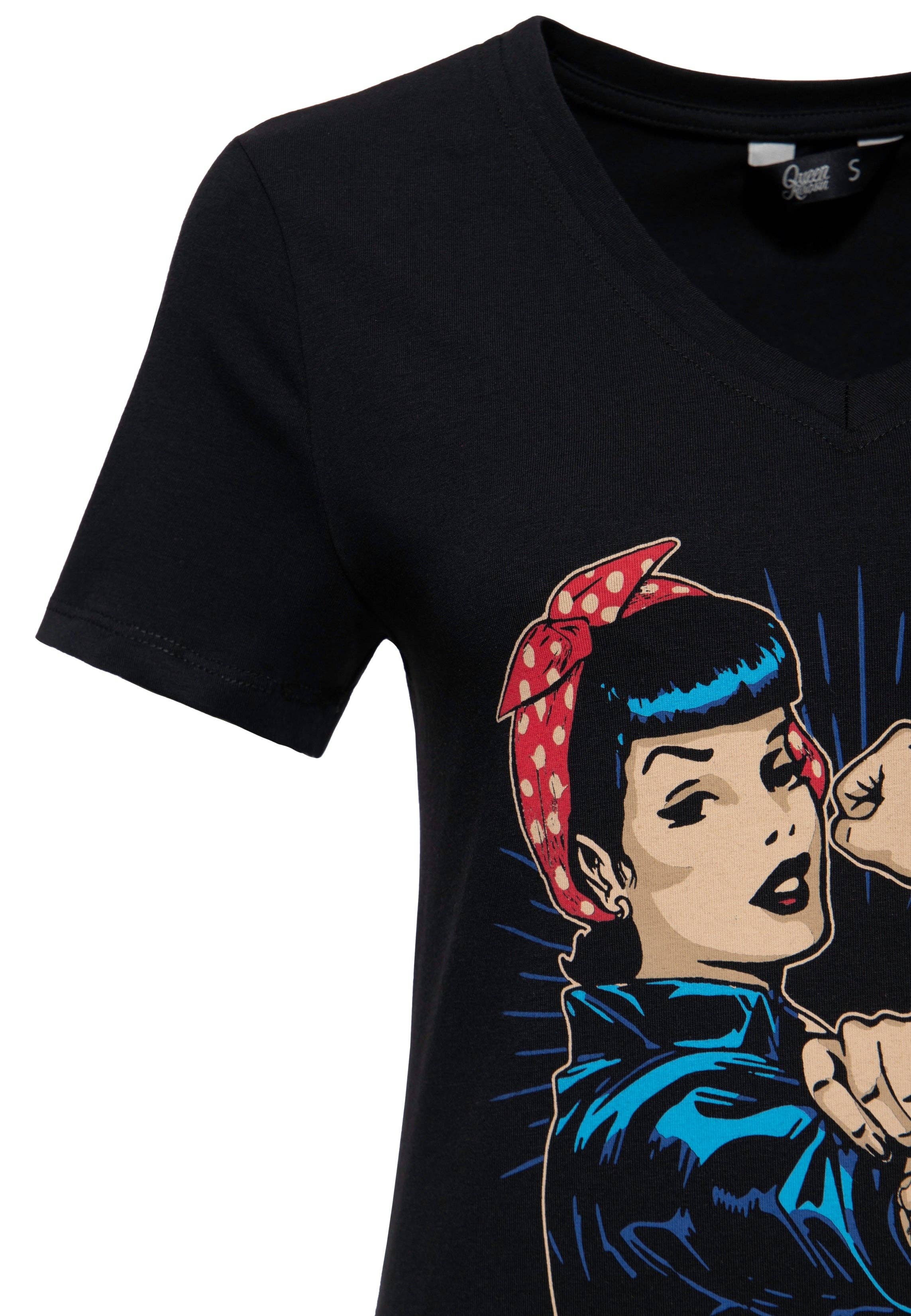 T-shirt med retrotryck ”we can do it”