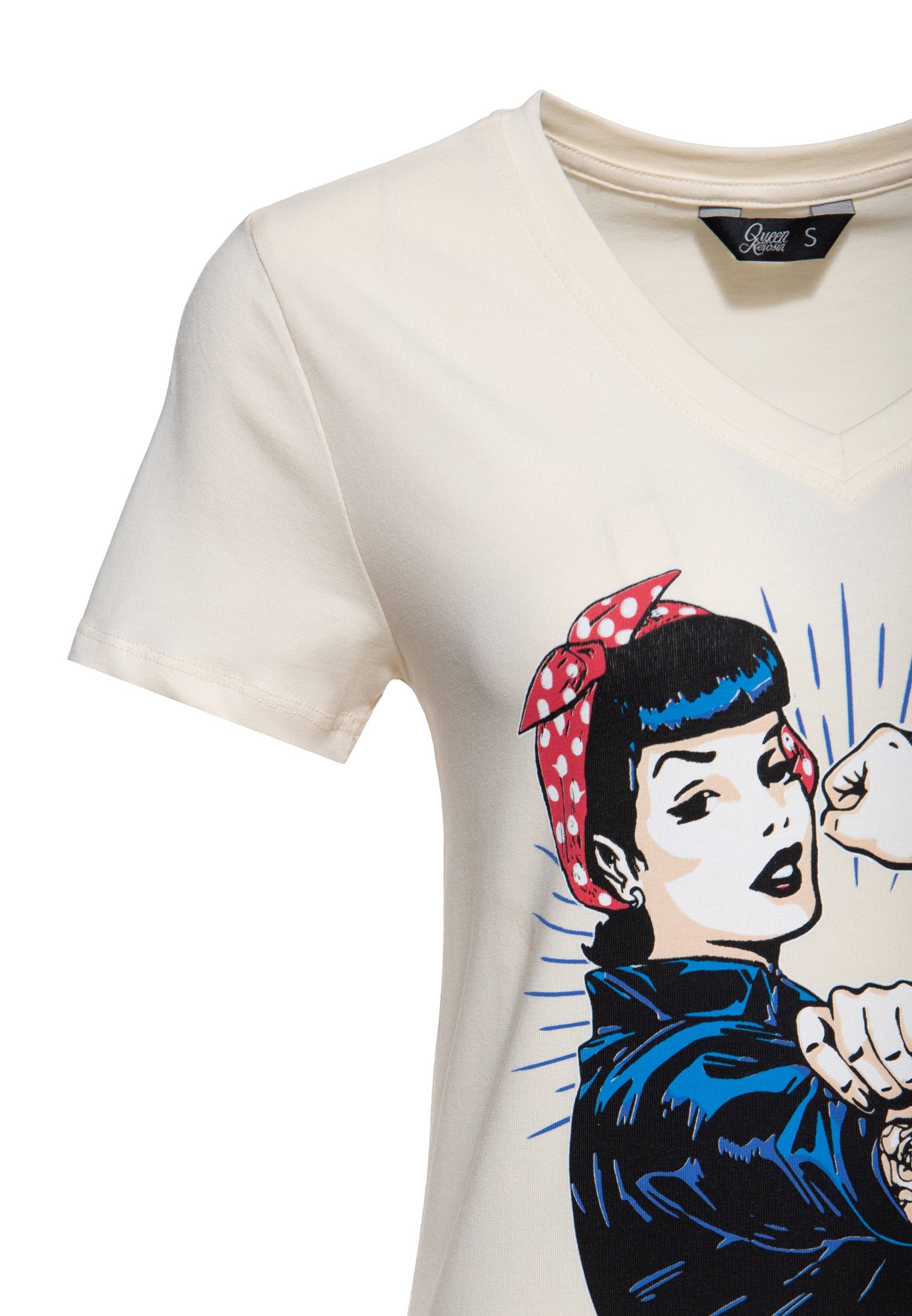 T-shirt med retrotryck ”we can do it”