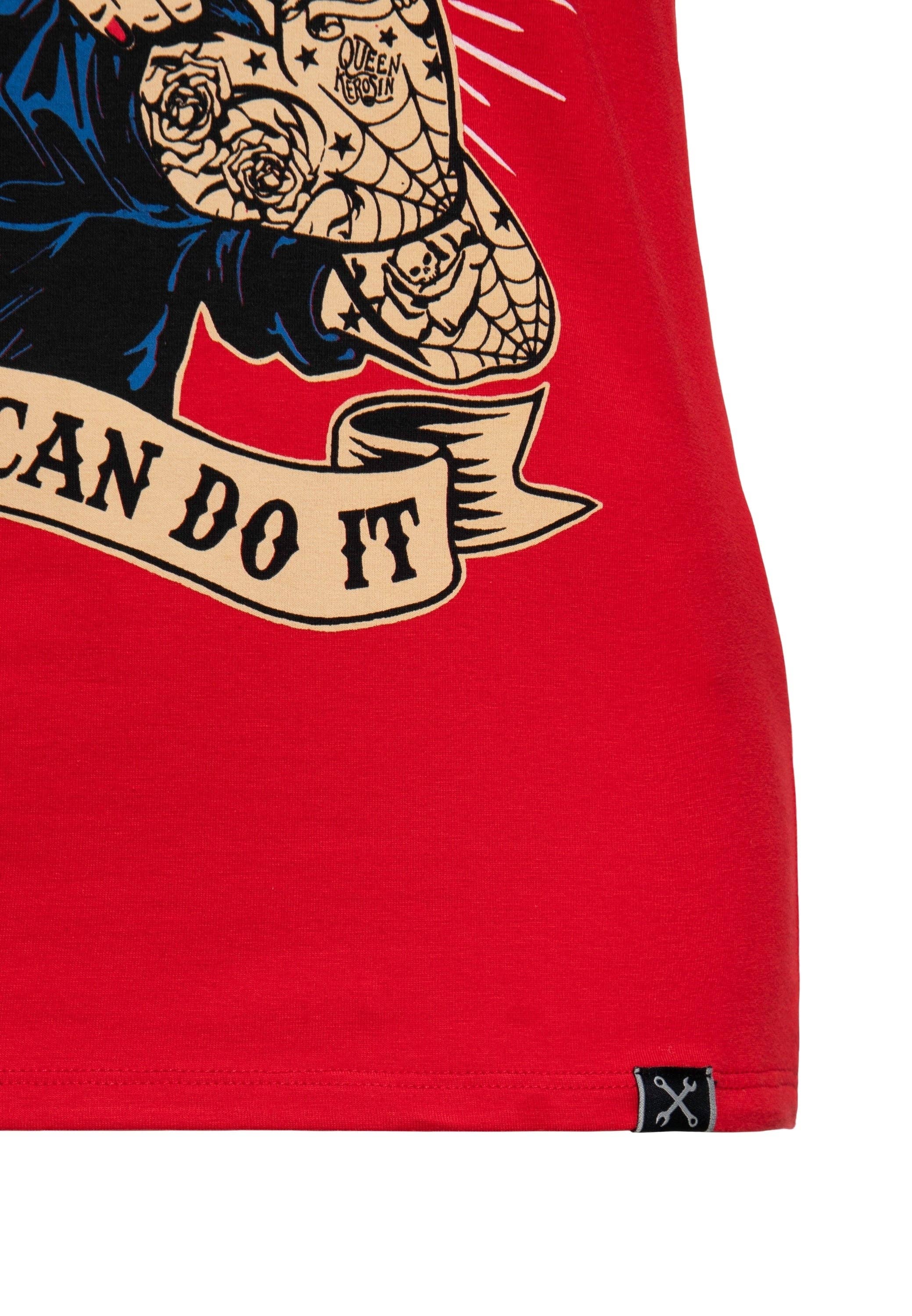 T-shirt med retrotryck ”we can do it”