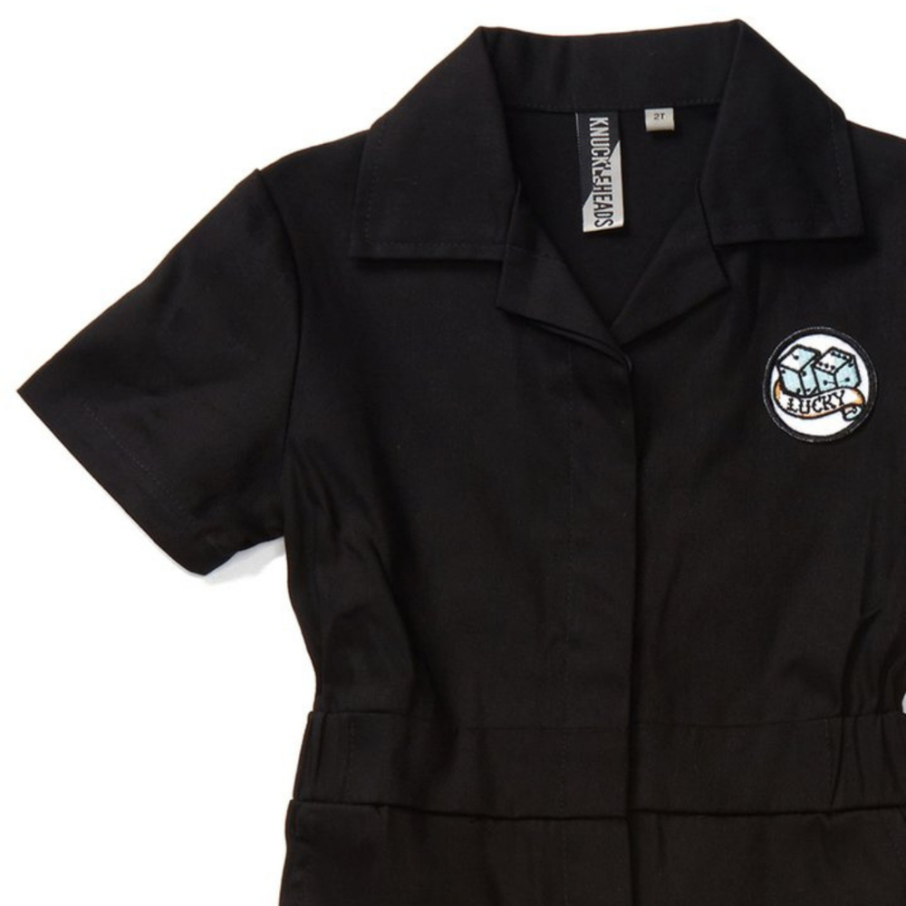 Knuckleheads Girls Black Grease Monkey Overall