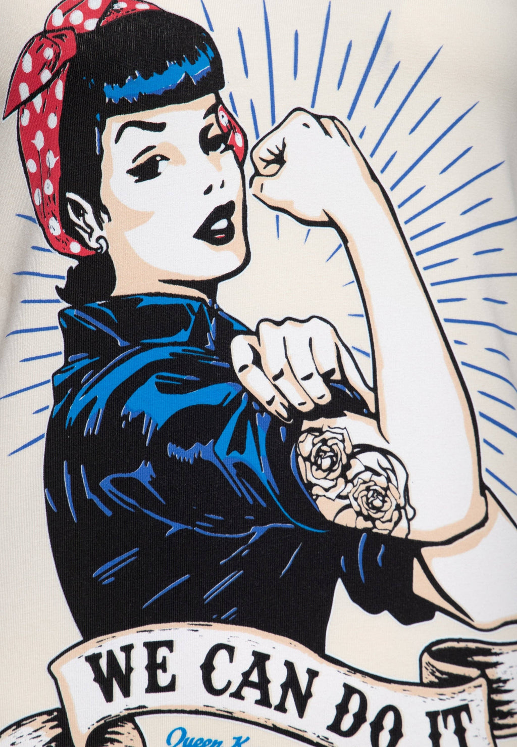 T-shirt med retrotryck ”we can do it”