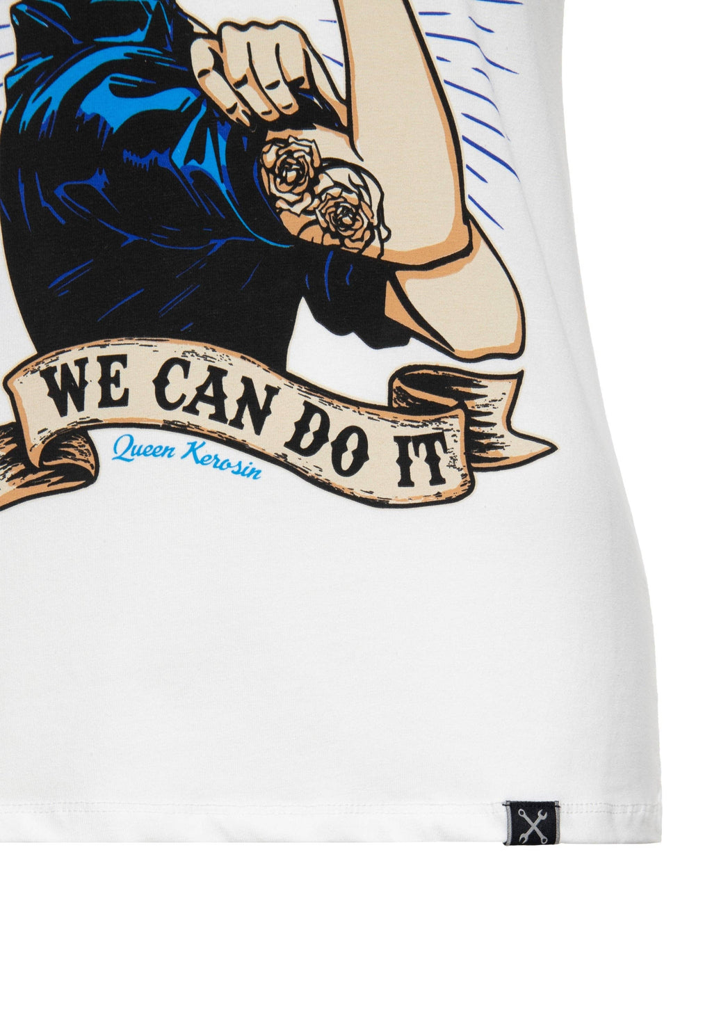 T-shirt med retrotryck ”we can do it”