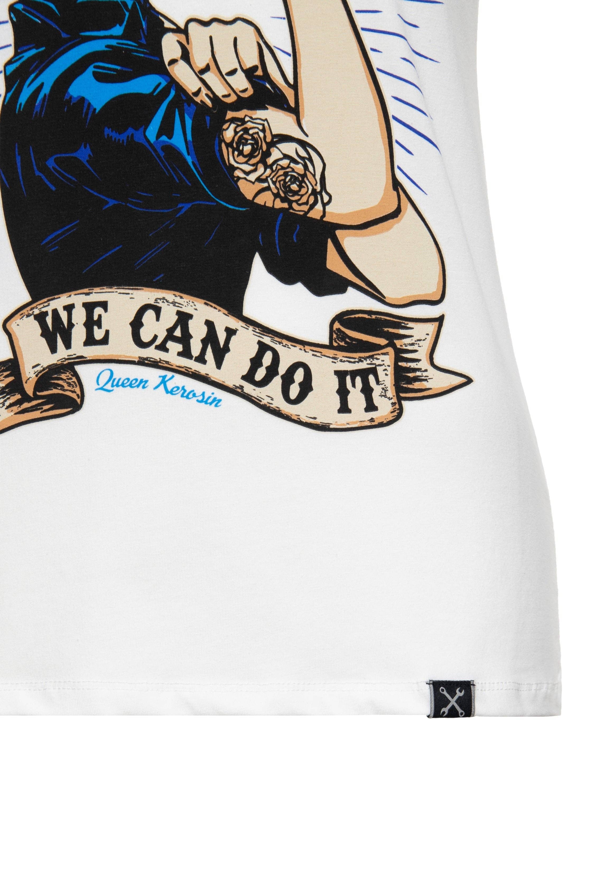 T-shirt med retrotryck ”we can do it”