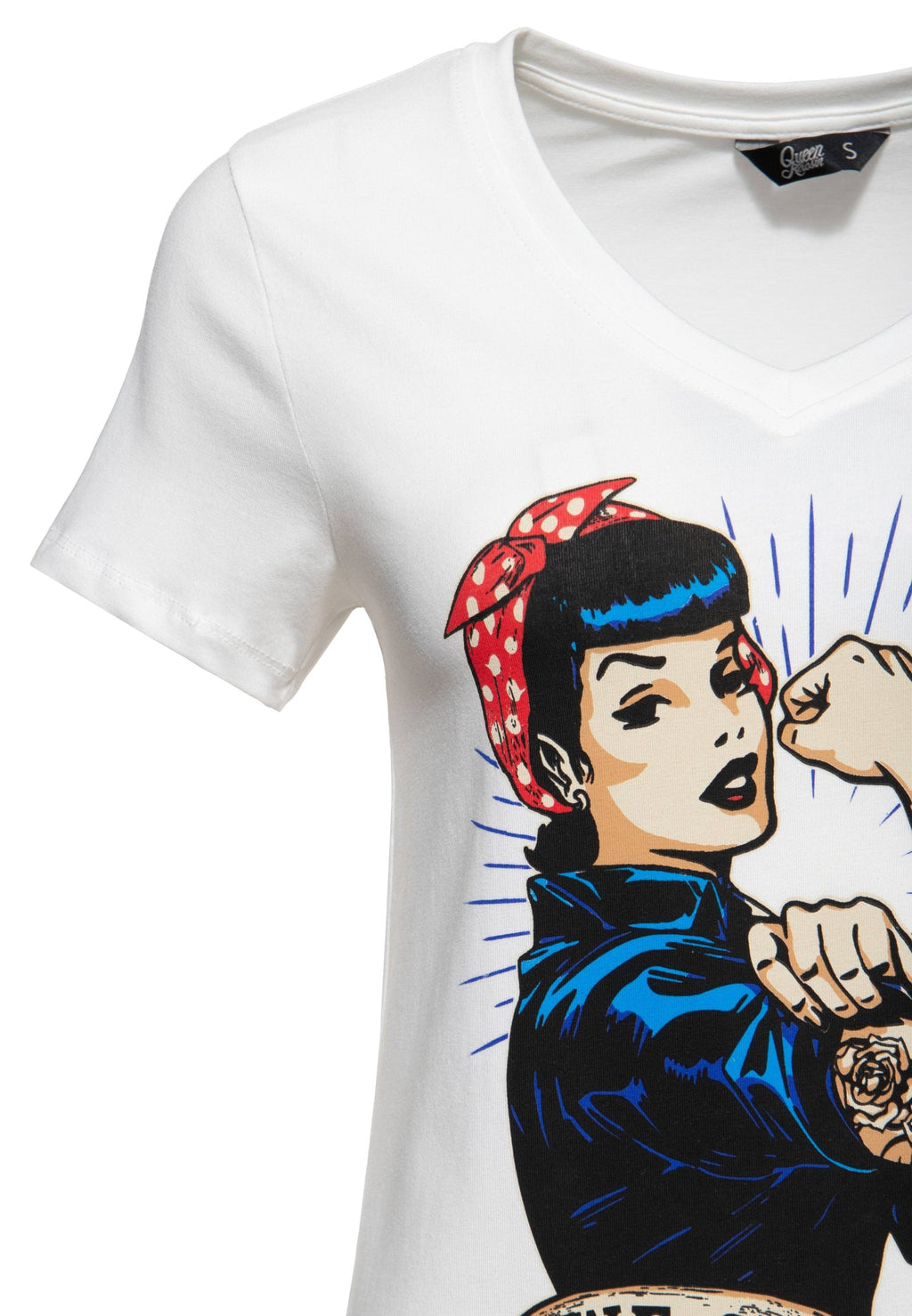 T-shirt med retrotryck ”we can do it”
