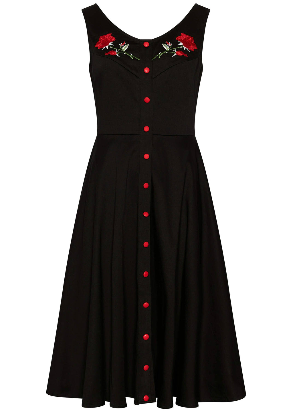 Succubus Clothing Sadie Rose svart 50-tals swingklänning