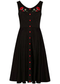 Succubus Clothing Sadie Rose svart 50-tals swingklänning