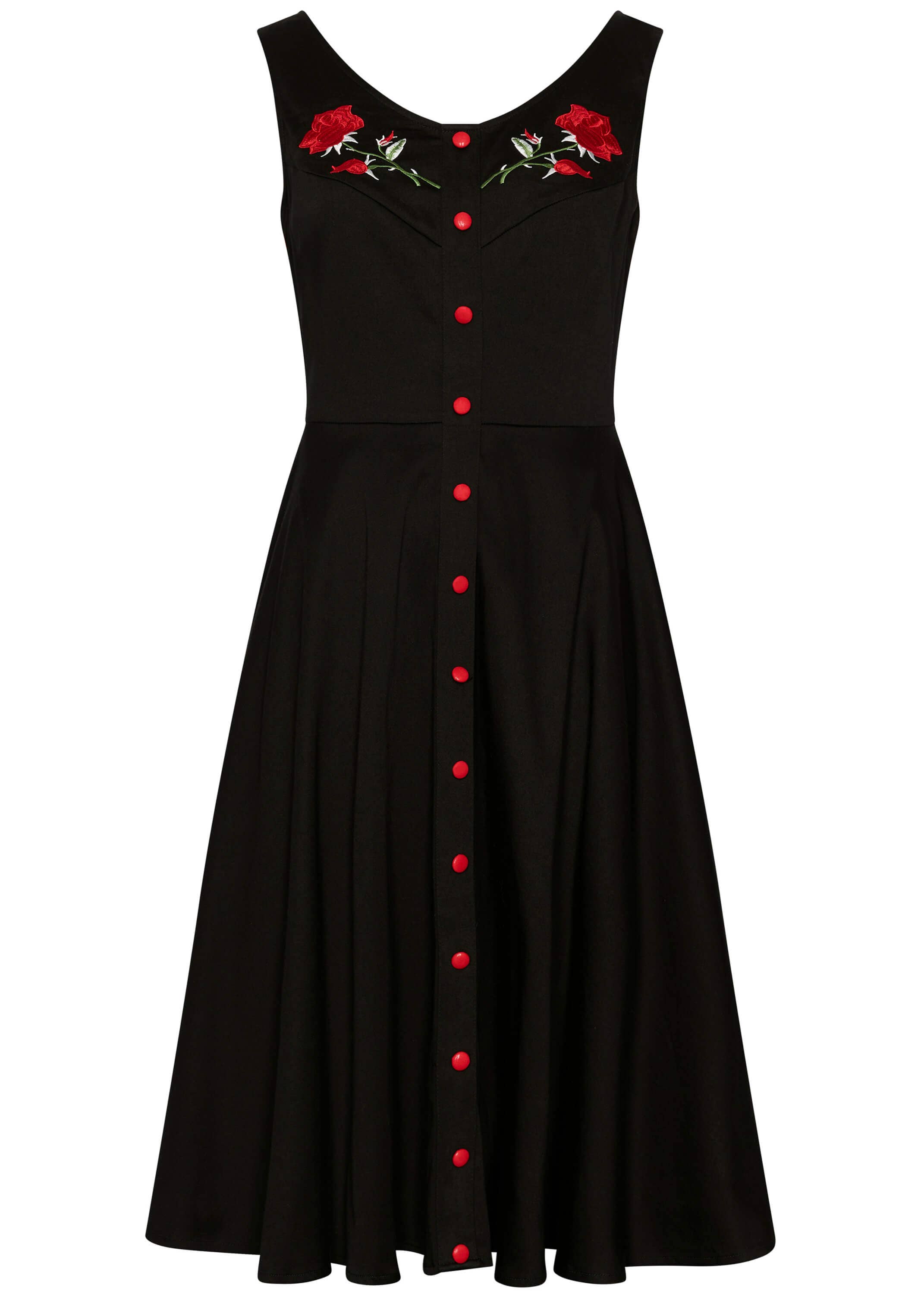 Succubus Clothing Sadie Rose svart 50-tals swingklänning