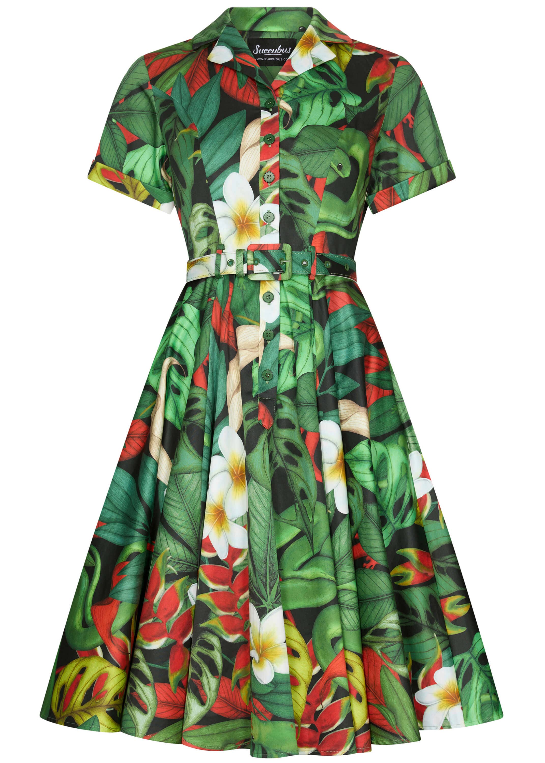 Succubus Clothing Lucy Jungle Snakes 50-tals swingklänning svart