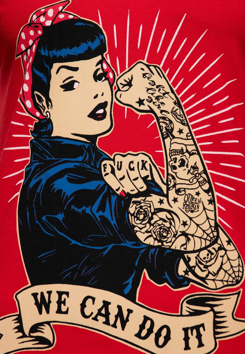 T-shirt med retrotryck ”we can do it”