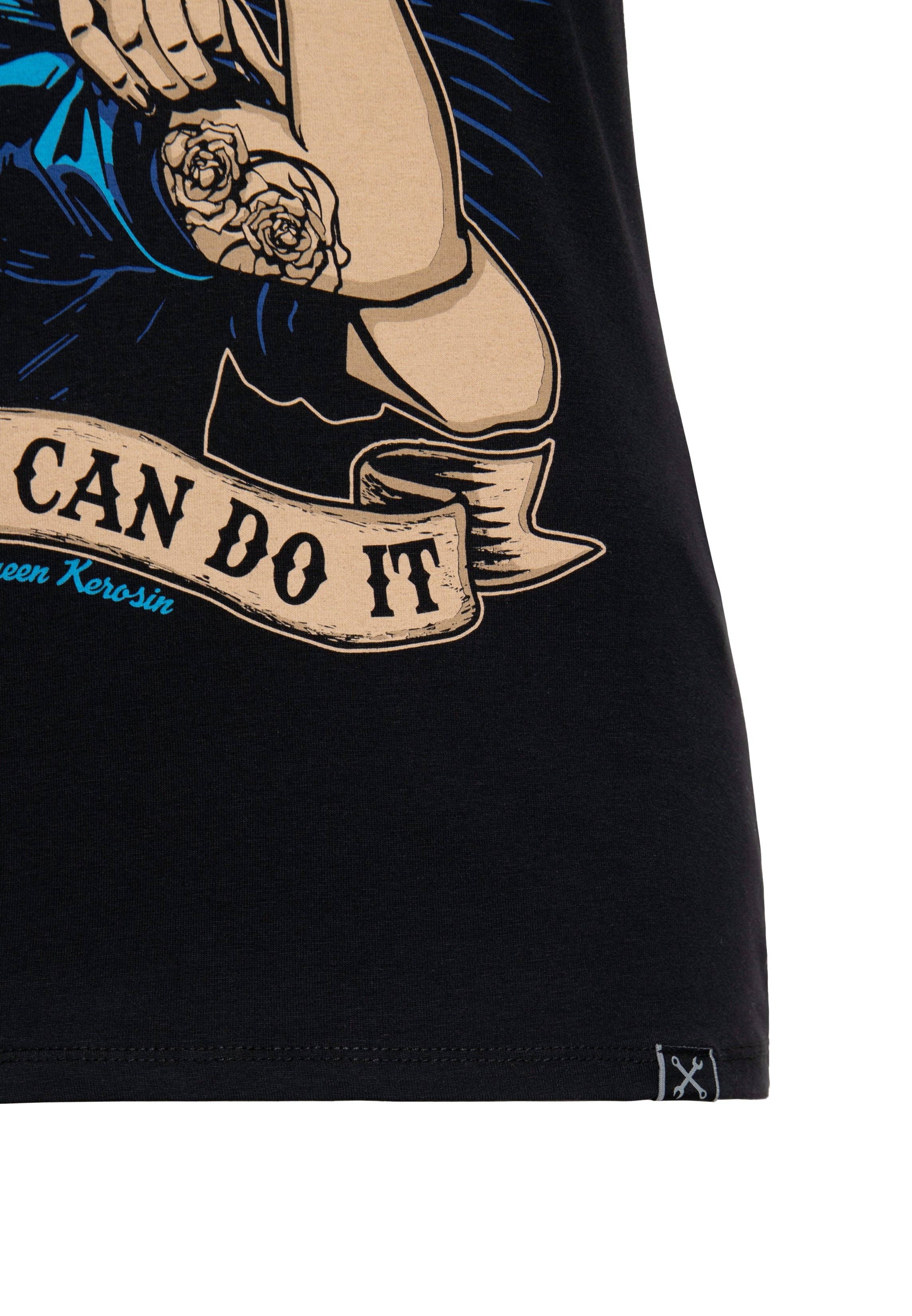 T-shirt med retrotryck ”we can do it”