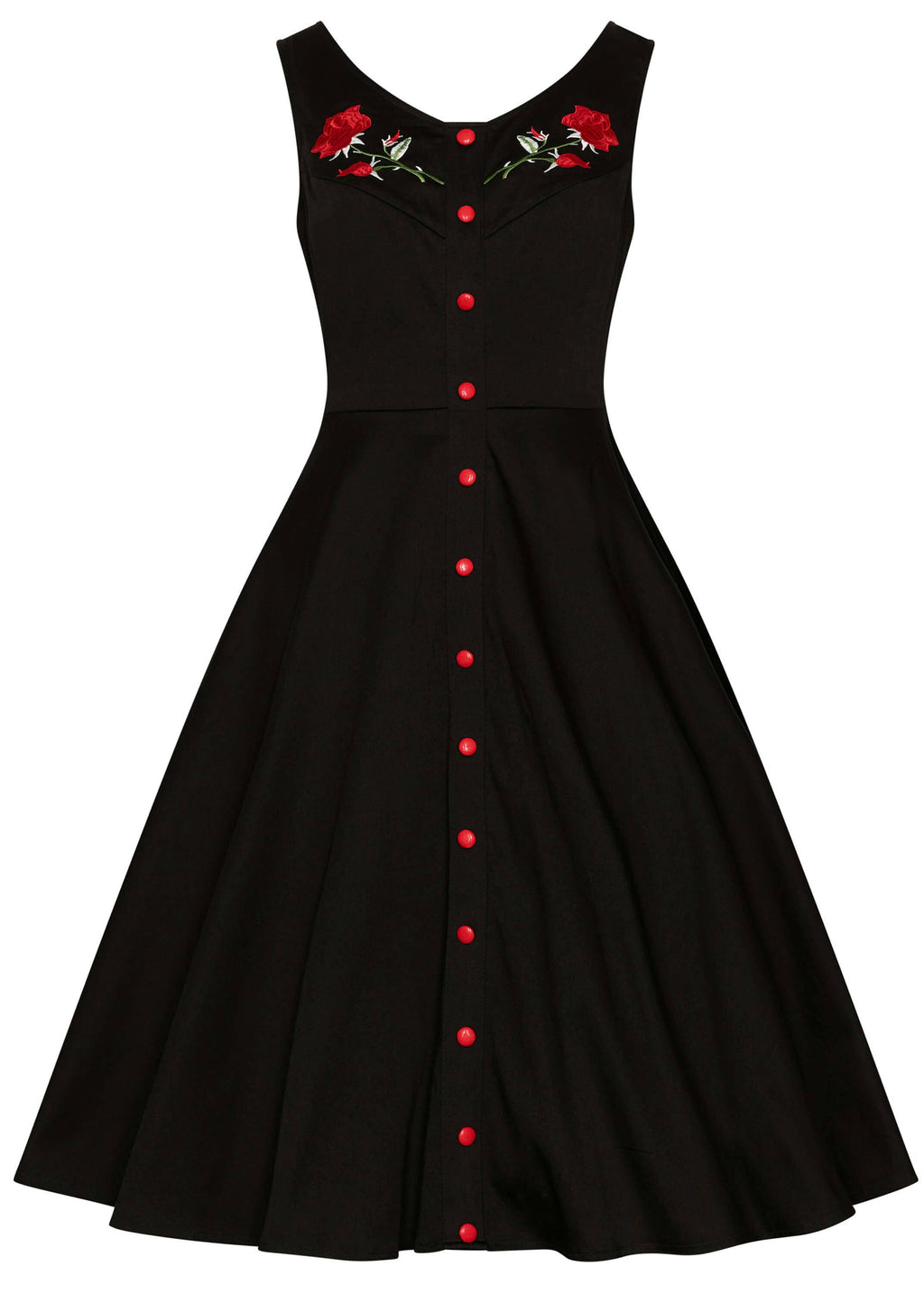 Succubus Clothing Sadie Rose svart 50-tals swingklänning