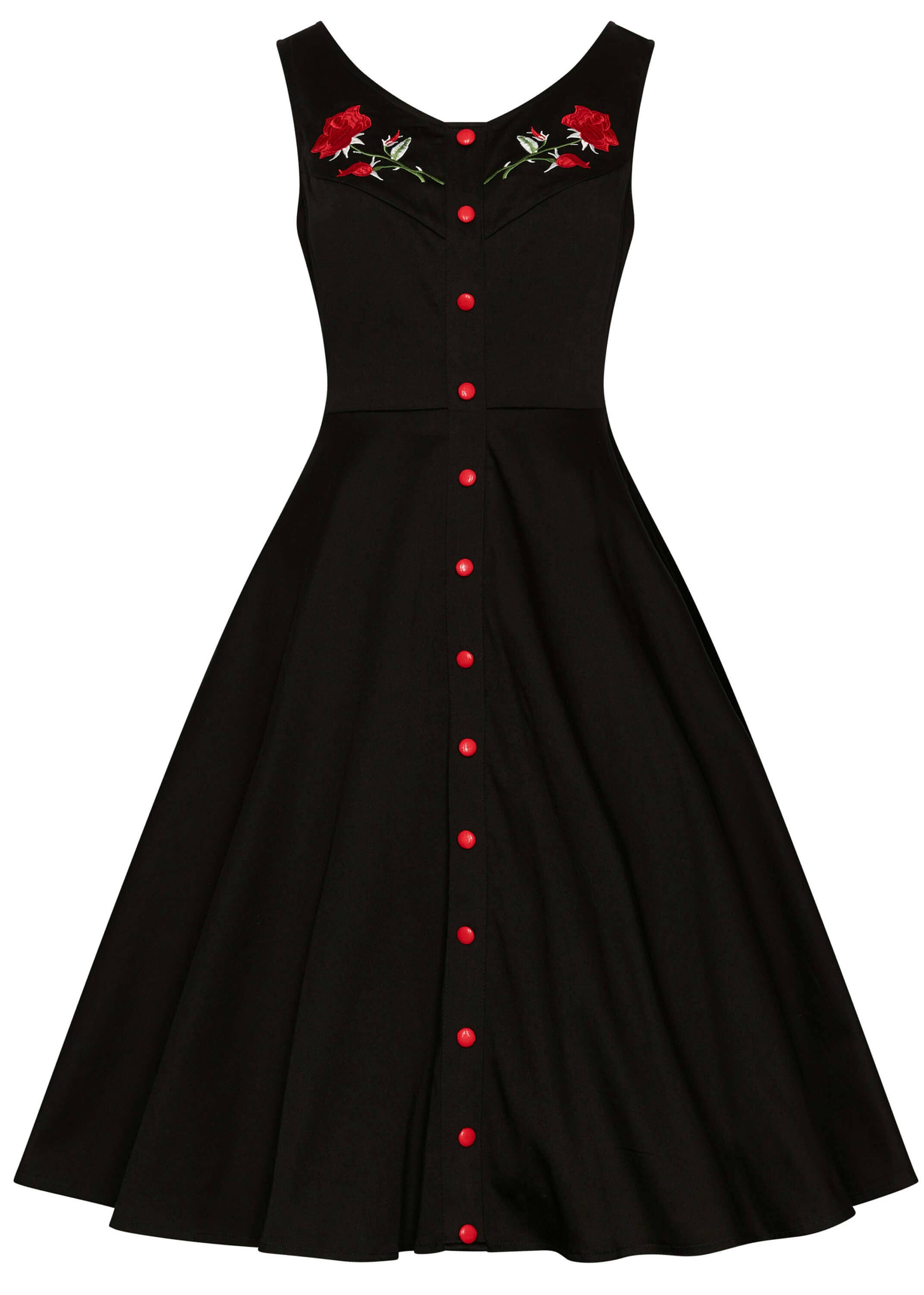 Succubus Clothing Sadie Rose svart 50-tals swingklänning