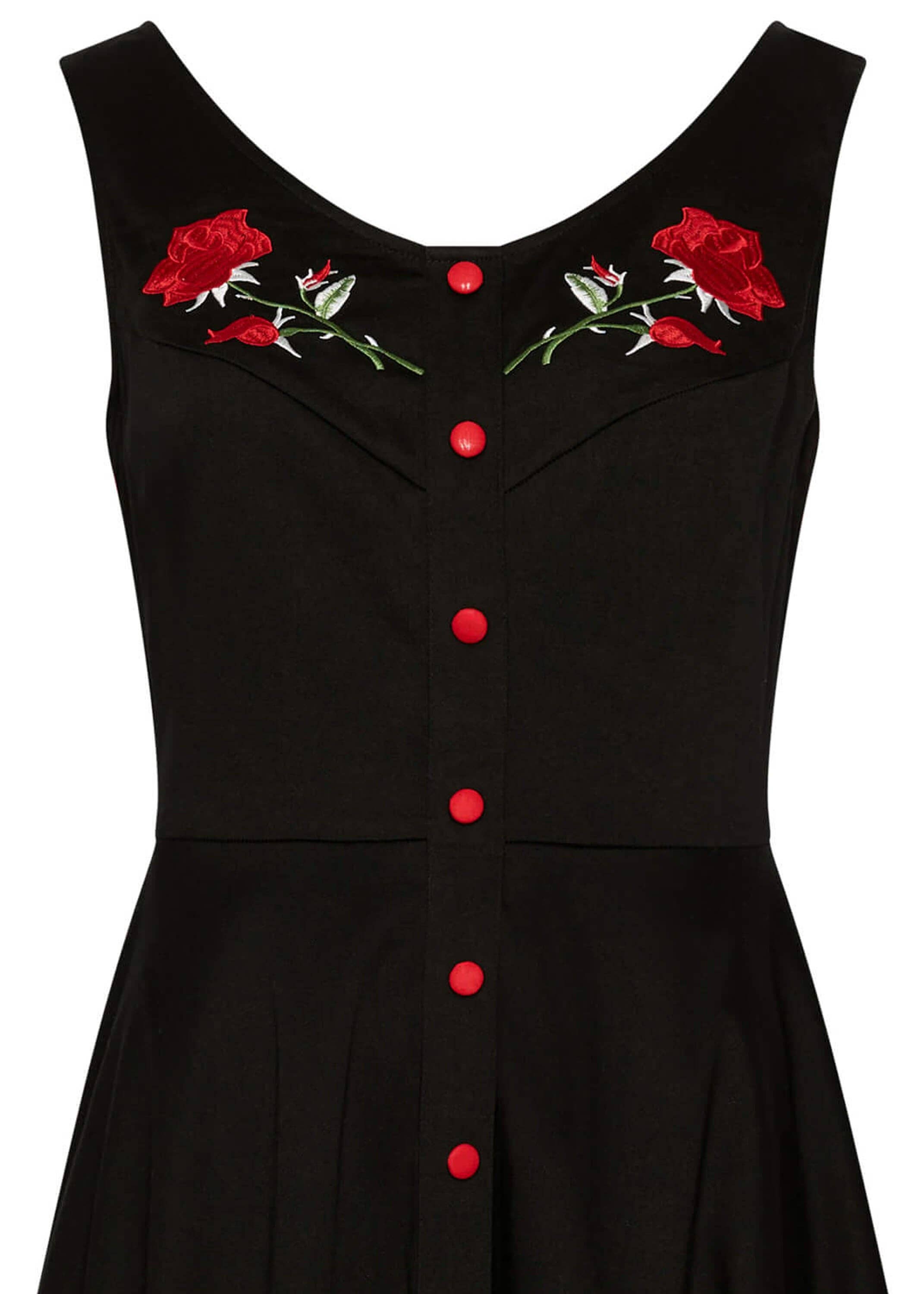 Succubus Clothing Sadie Rose svart 50-tals swingklänning