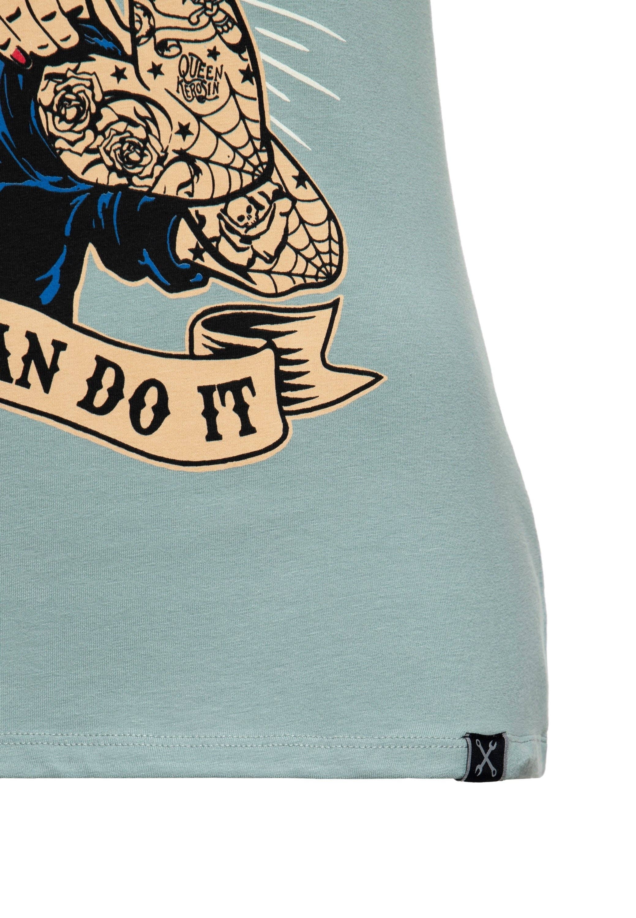 T-shirt med retrotryck ”we can do it”