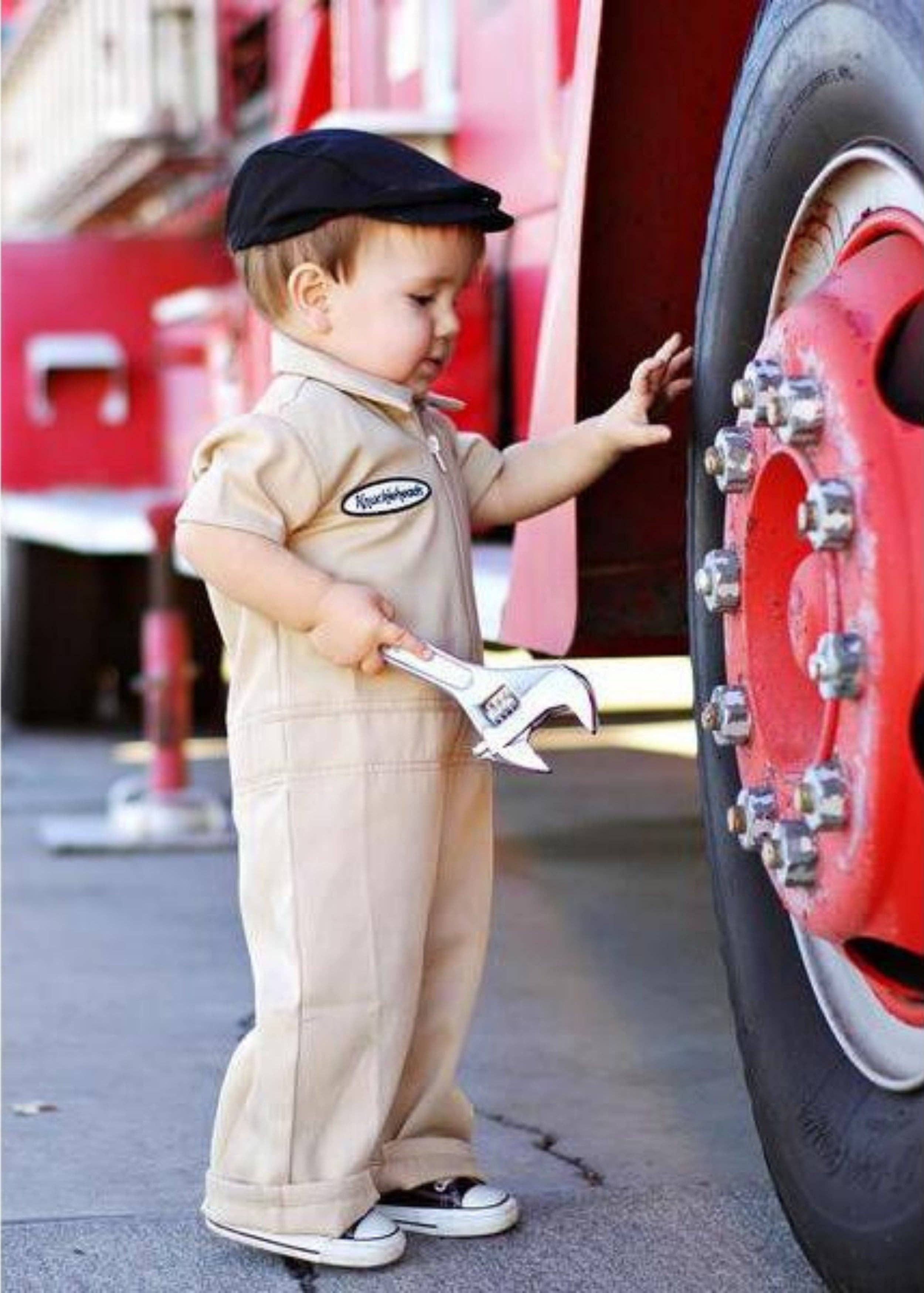 Knuckleheads Pojkar/Flickor Tan Grease Monkey Overall