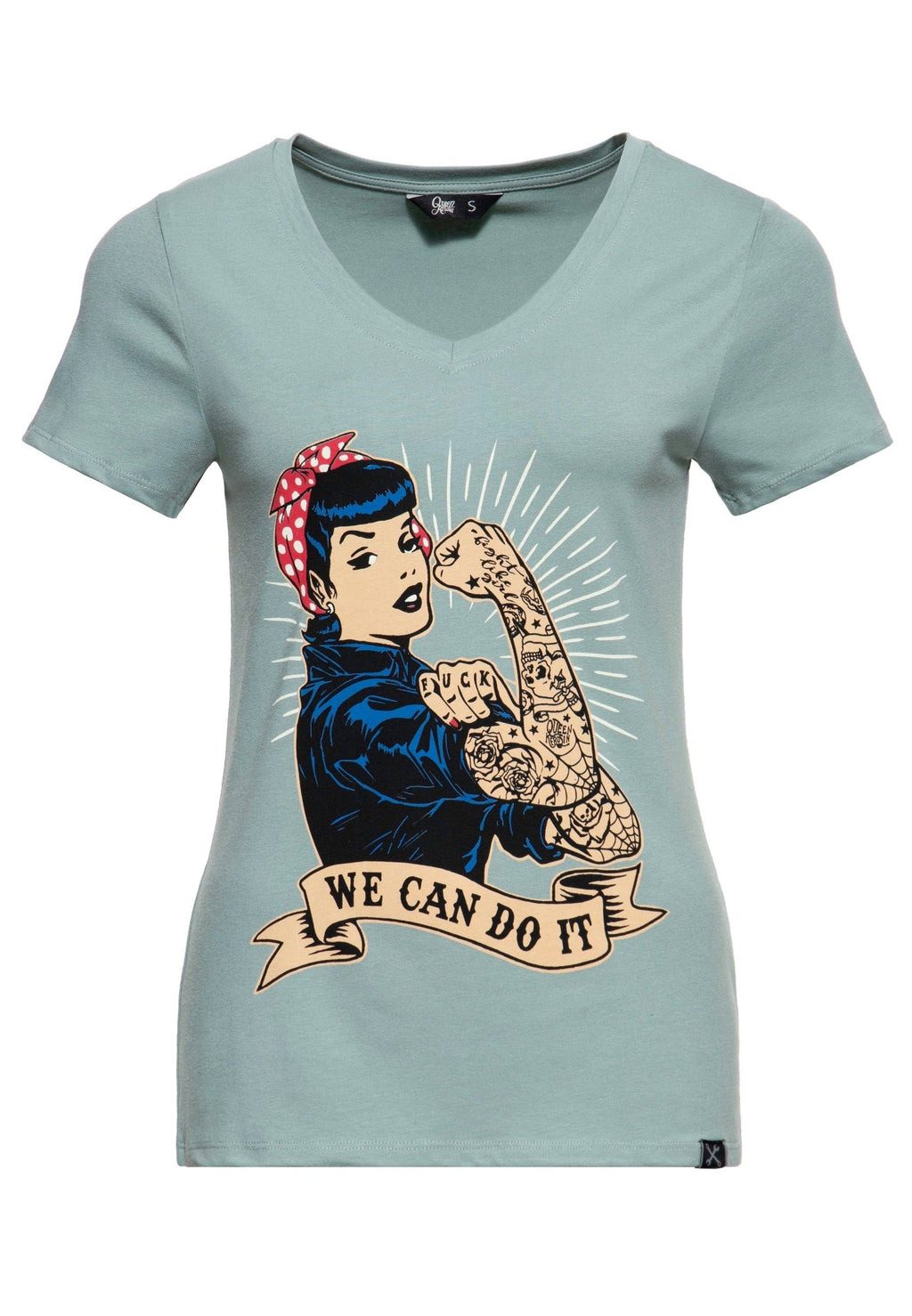T-shirt med retrotryck ”we can do it”