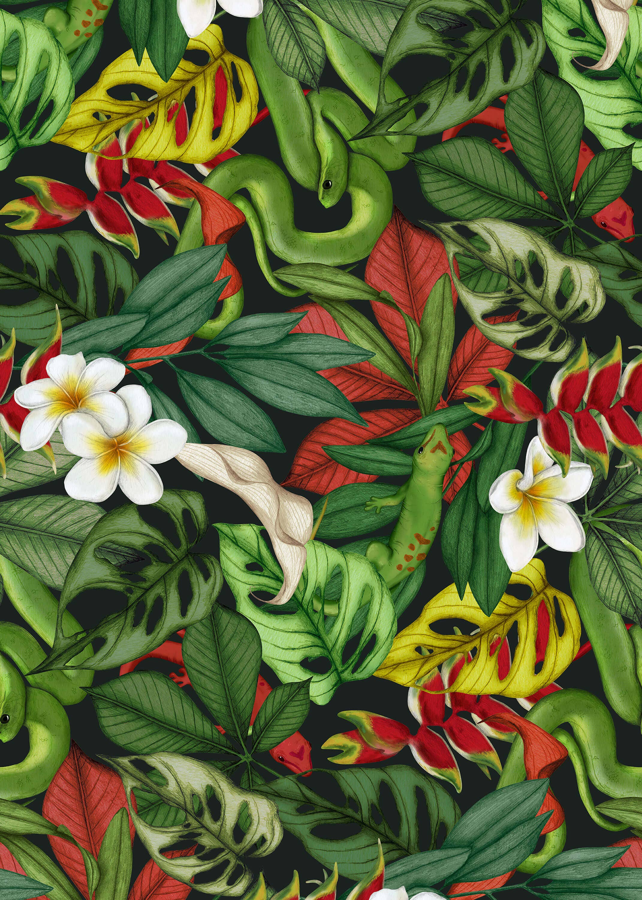 Succubus Clothing Lucy Jungle Snakes 50-tals swingklänning svart