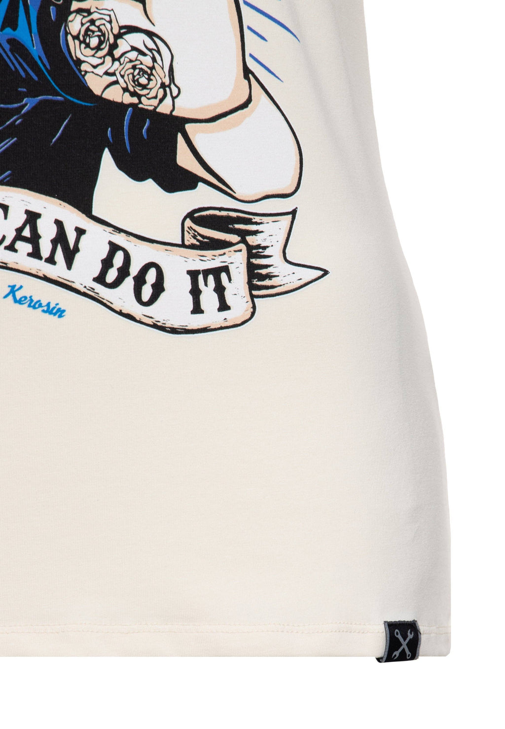 T-shirt med retrotryck ”we can do it”